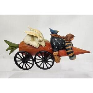 Vintage 1996 Williraye Studio Girl & Rabbit on Riding Carrot Figurine WW1432